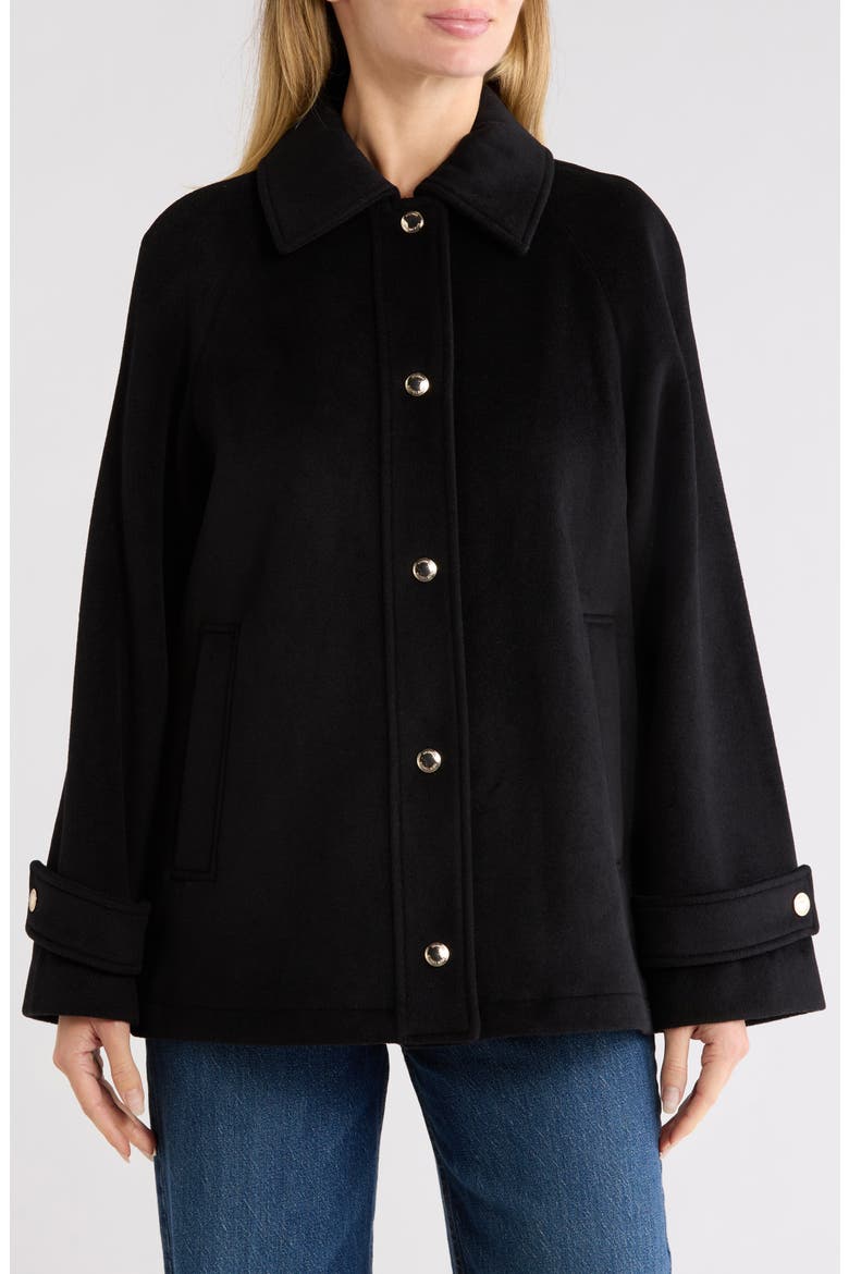 Short Button Front Jacket, Main, color, BLACK