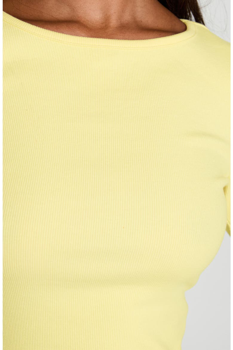 Elaia Three-Quarter Sleeve Crop Top, Alternate, color, YELLOW