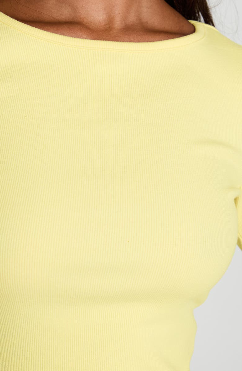 Princess Polly Elaia Three-Quarter Sleeve Crop Top, Alternate, color, Yellow