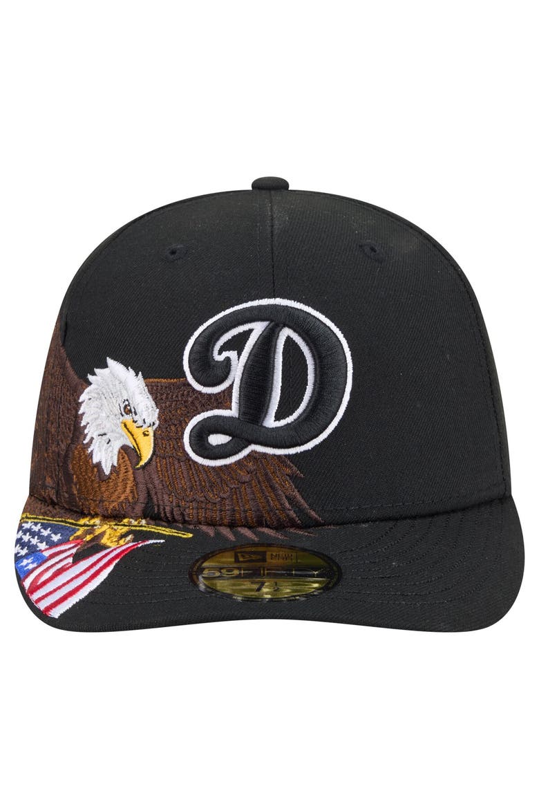 Men's New Era Black Los Angeles Dodgers Americana Bald Eagle Pre-Curved 59FIFTY Fitted Hat, Alternate, color, Black