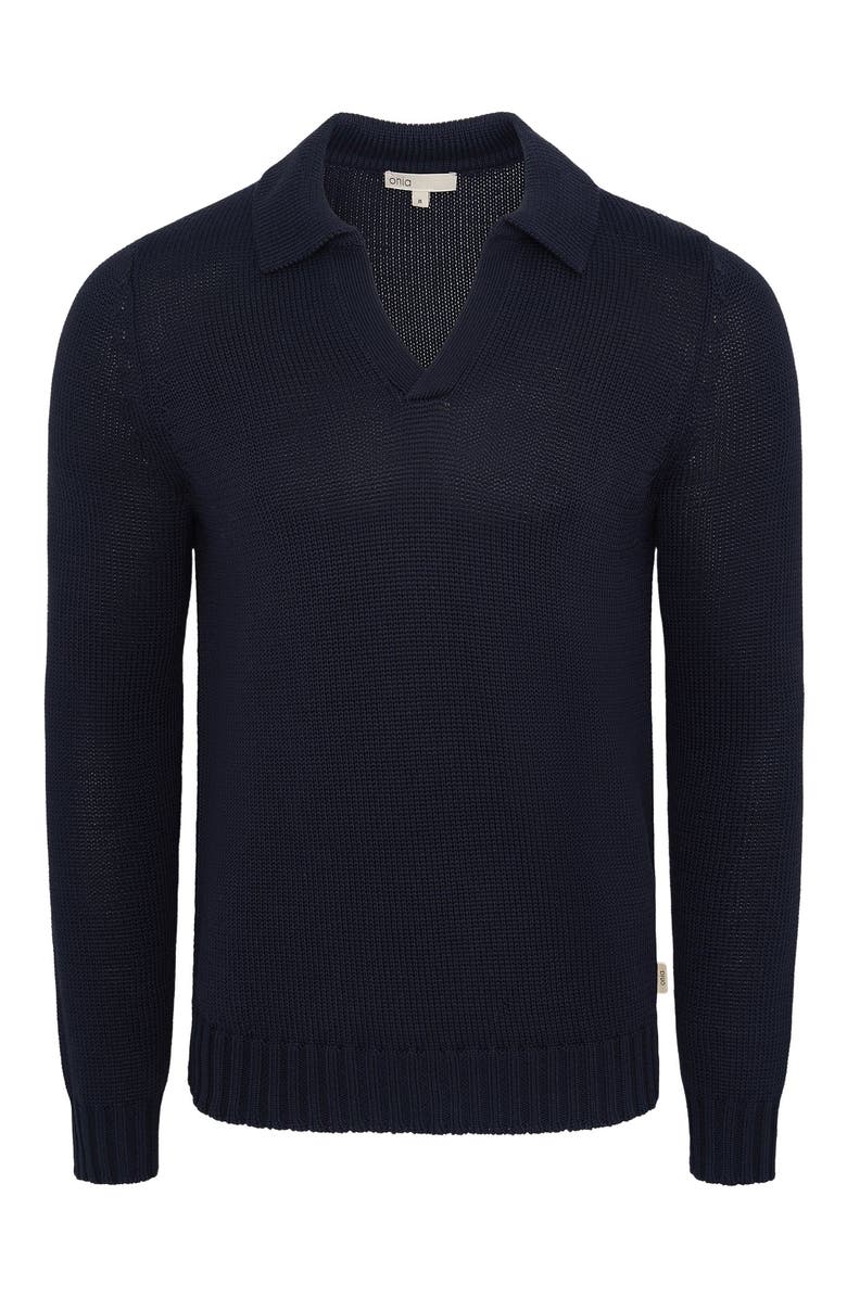 Onia Ultra Soft Cotton Johnny Polo, Alternate, color, Midnight