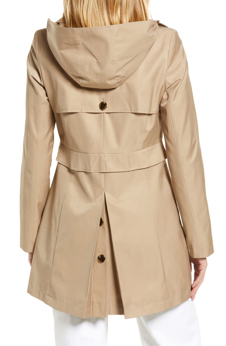 Via Spiga Water Repellent Hooded Cotton Blend Trench Coat, Alternate, color,