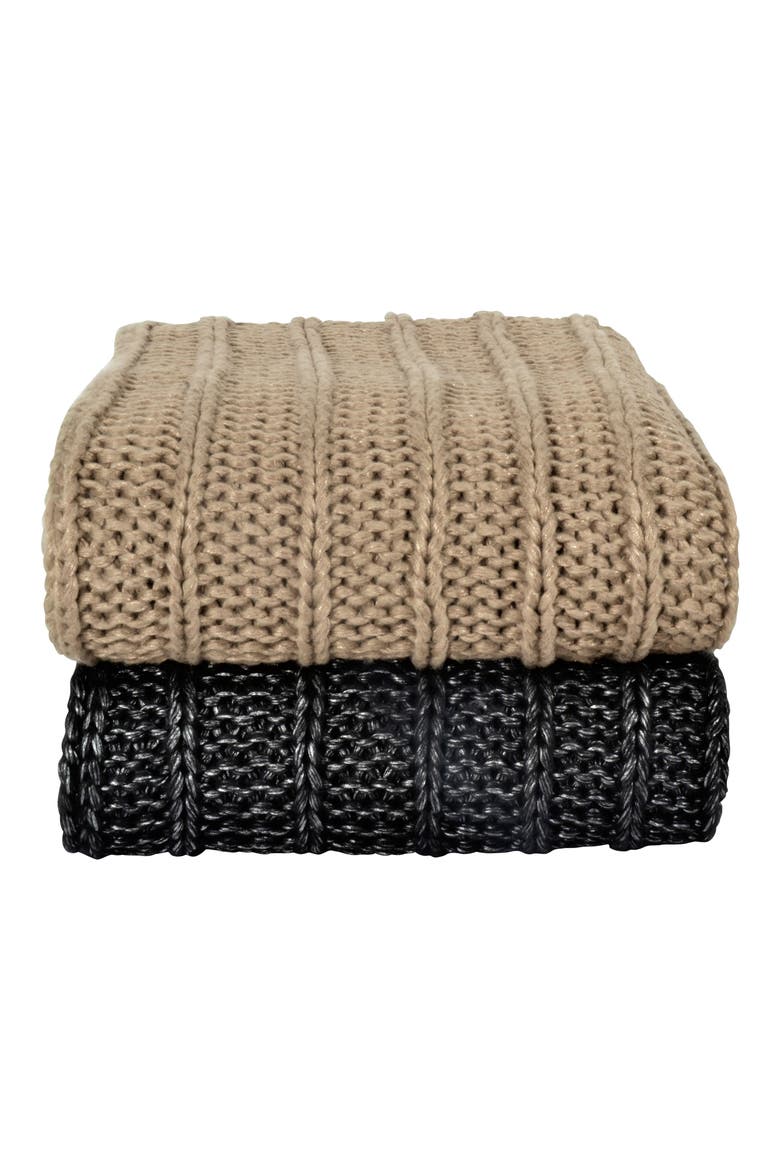 Metallic Rib Knit Throw, Alternate, color, GOLD