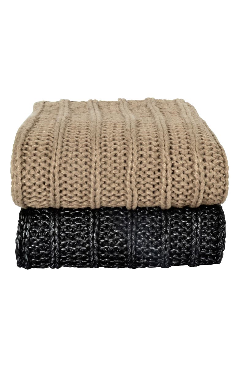 Michael Aram Metallic Rib Knit Throw, Alternate, color, 