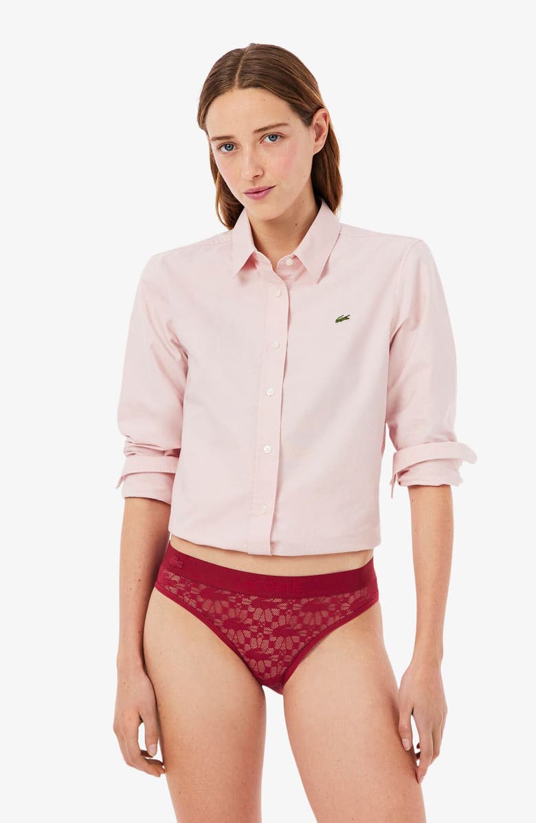 Lacoste Lace Bikini Briefs, Alternate, color, Bordeaux