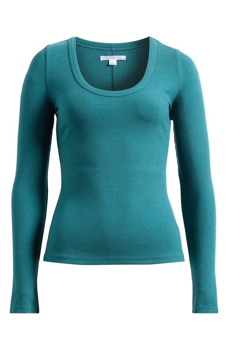 TravisMathew Cloud Retreat Rib Long Sleeve Top, Alternate, color, Heather Atlantic Deep