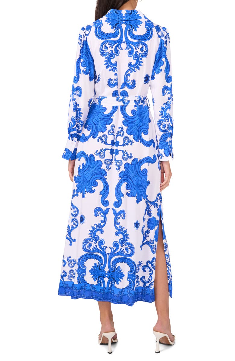 Halogen<sup>®</sup> Print Long Sleeve Belted Shirtdress, Alternate, color, Turkish Blue