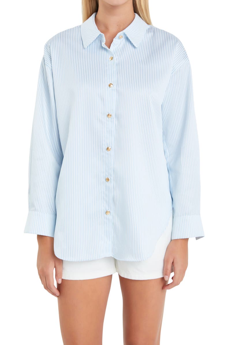 English Factory Stripe Button-Up Shirt, Alternate, color, Blue