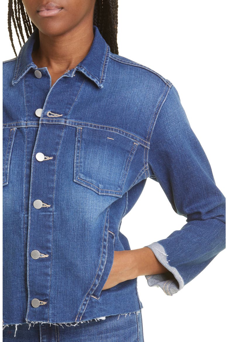 Janelle Slim Raw Edge Denim Jacket, Alternate, color, ALTA