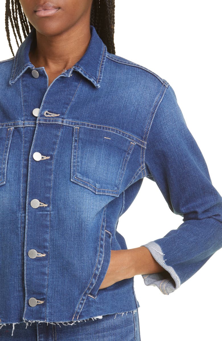 L'AGENCE Janelle Slim Raw Edge Denim Jacket, Alternate, color,