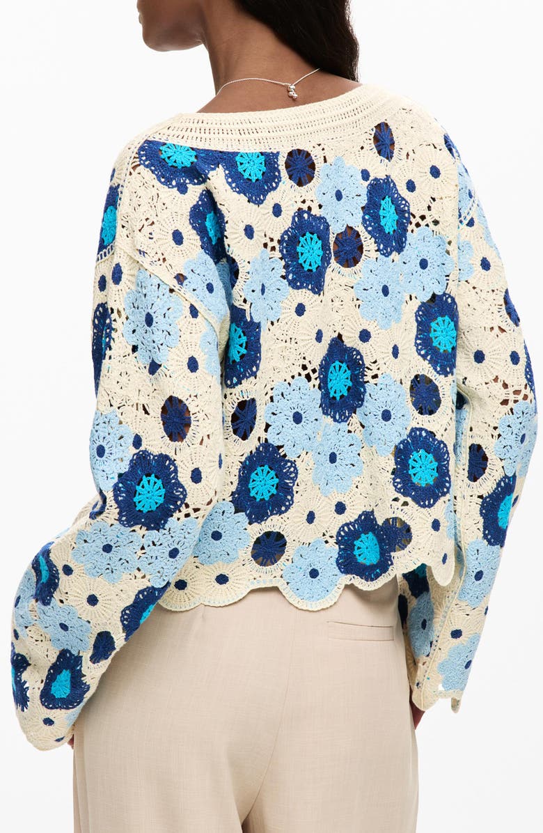 Desigual Open Stitch Floral Sweater, Alternate, color, 