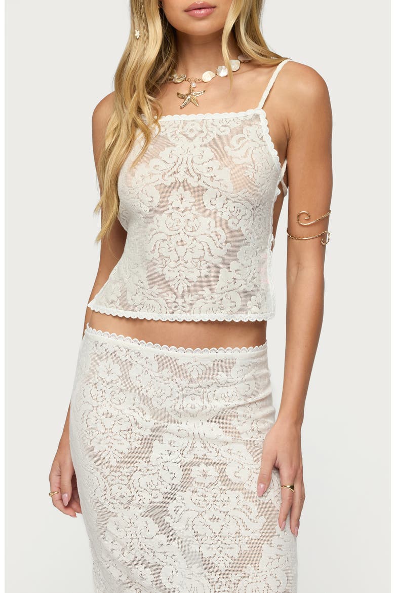 Violette Open Back Lace Camisole, Main, color, CREAM