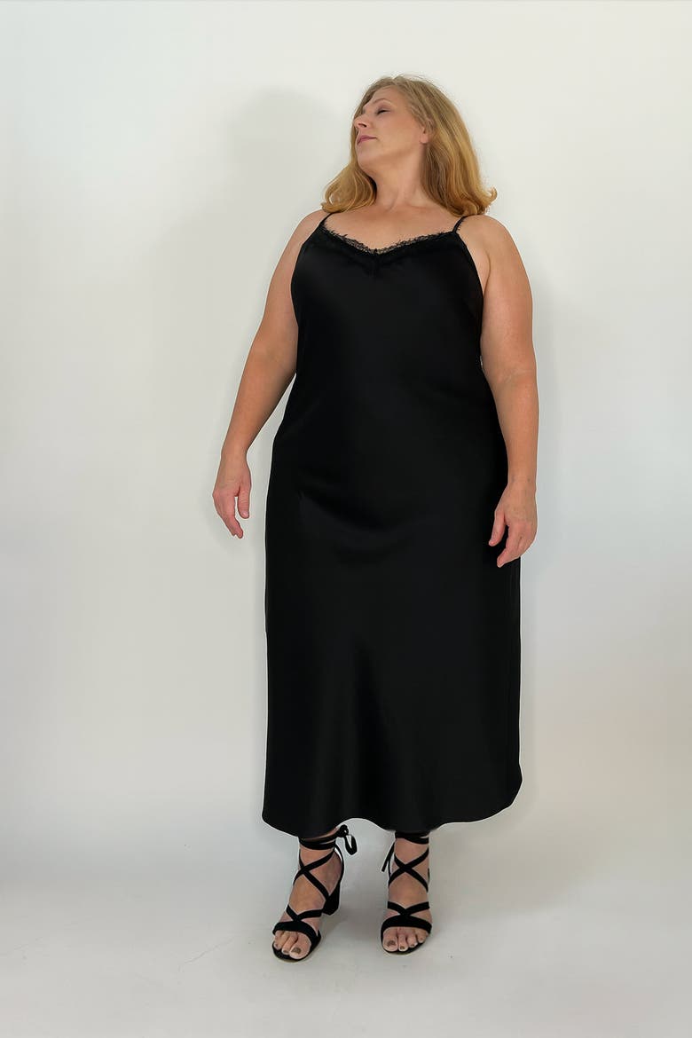 Eva Lace Slip Dress, Alternate, color, Black