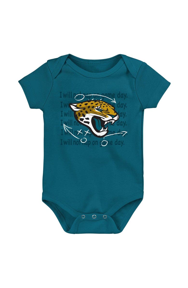Outerstuff Newborn & Infant Teal/Black/Heather Gray Jacksonville Jaguars Three-Pack Eat, Sleep & Drool Retro Bodysuit Set, Alternate, color, 
