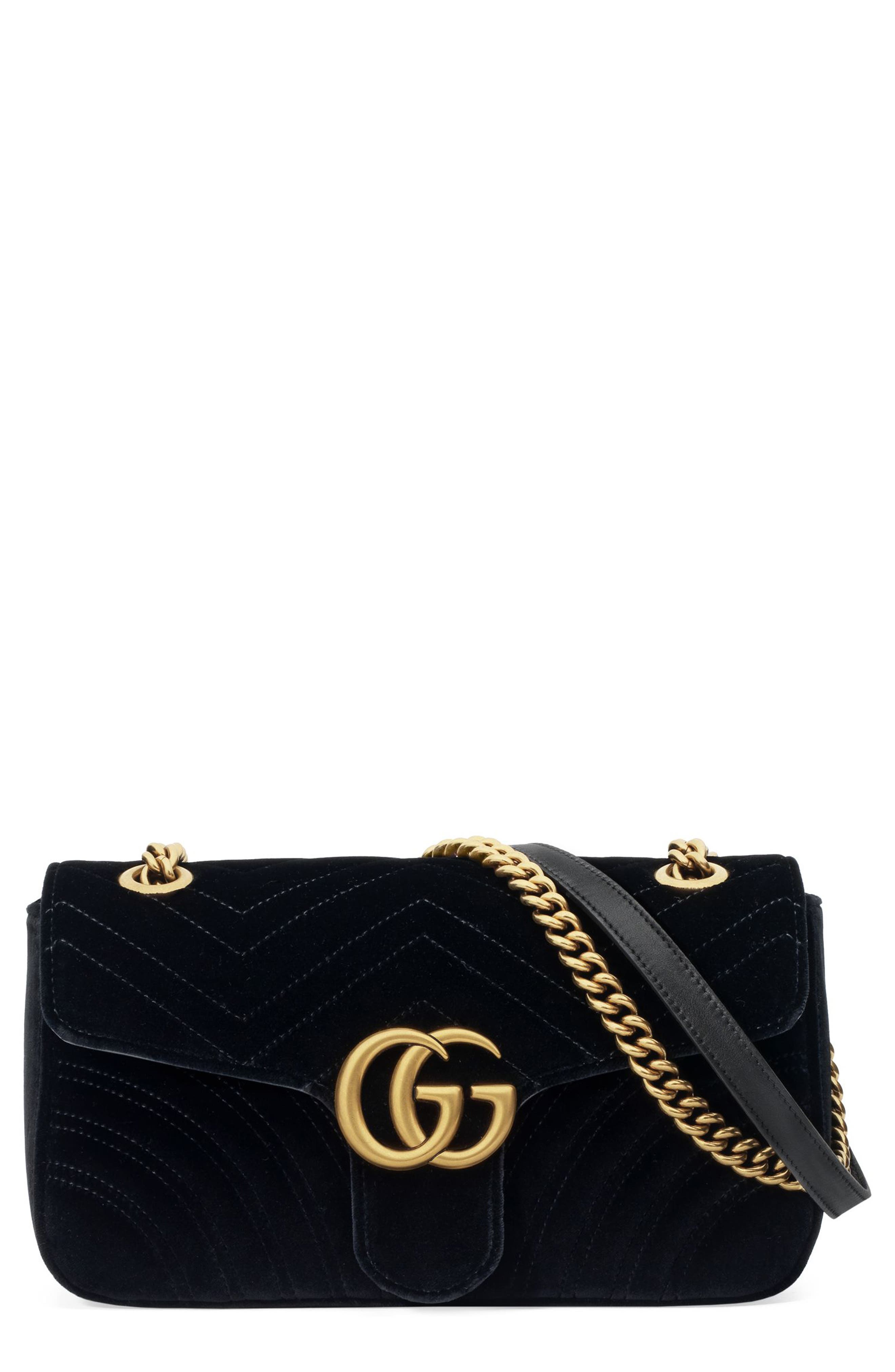 Gucci Medium GG Marmont 2.0 Matelassé Velvet Shoulder Bag, Main, color, 