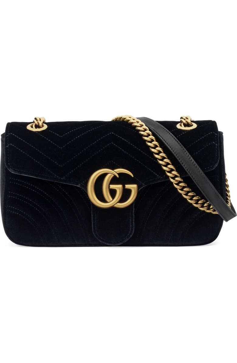 Gucci Medium GG Marmont 2.0 Matelassé Velvet Shoulder Bag, Main, color,