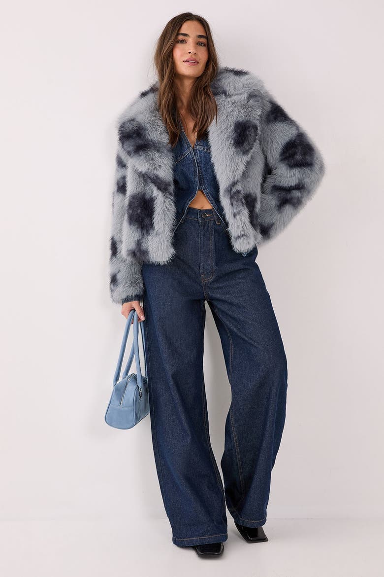 Cow Fur Collar Jacket, Alternate, color, Blue