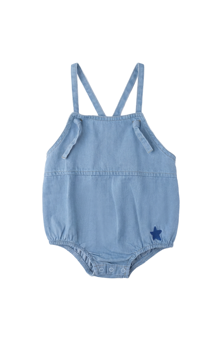 FYI Boy Star Embroidered Crossback Denim Romper, Main, color, Denim