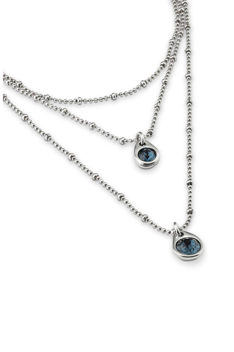 Sterling silver-plated triple midi pendant with crystals, Alternate, color, Silver
