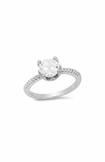 HMY JEWELRY 18K White Gold Plated Simulated Diamond Ring
