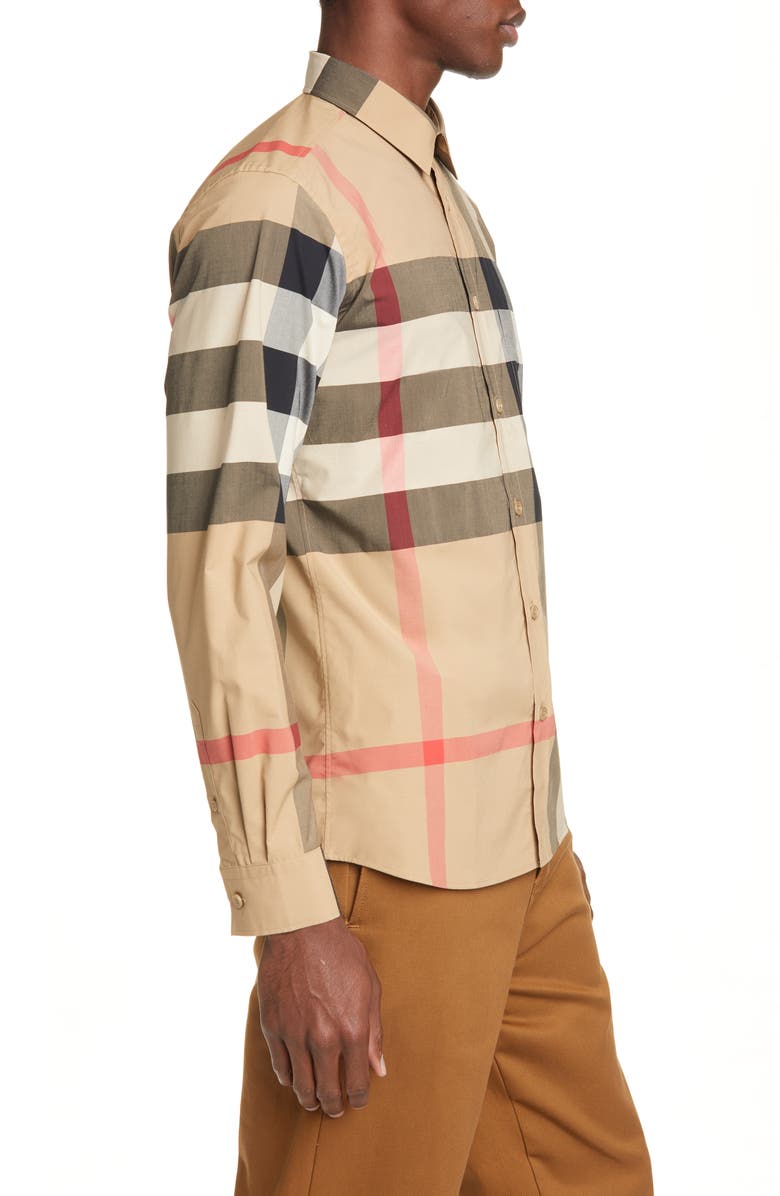 Burberry Somerton Check Button-Up Shirt, Alternate, color, 