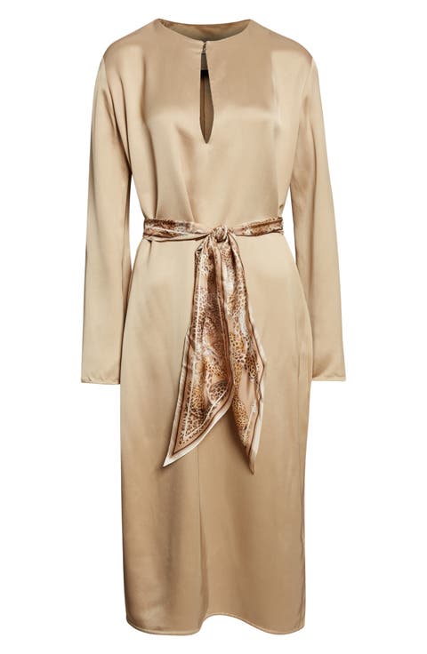 Rebellion Long Sleeve Twill Midi Dress (Regular & Petite)