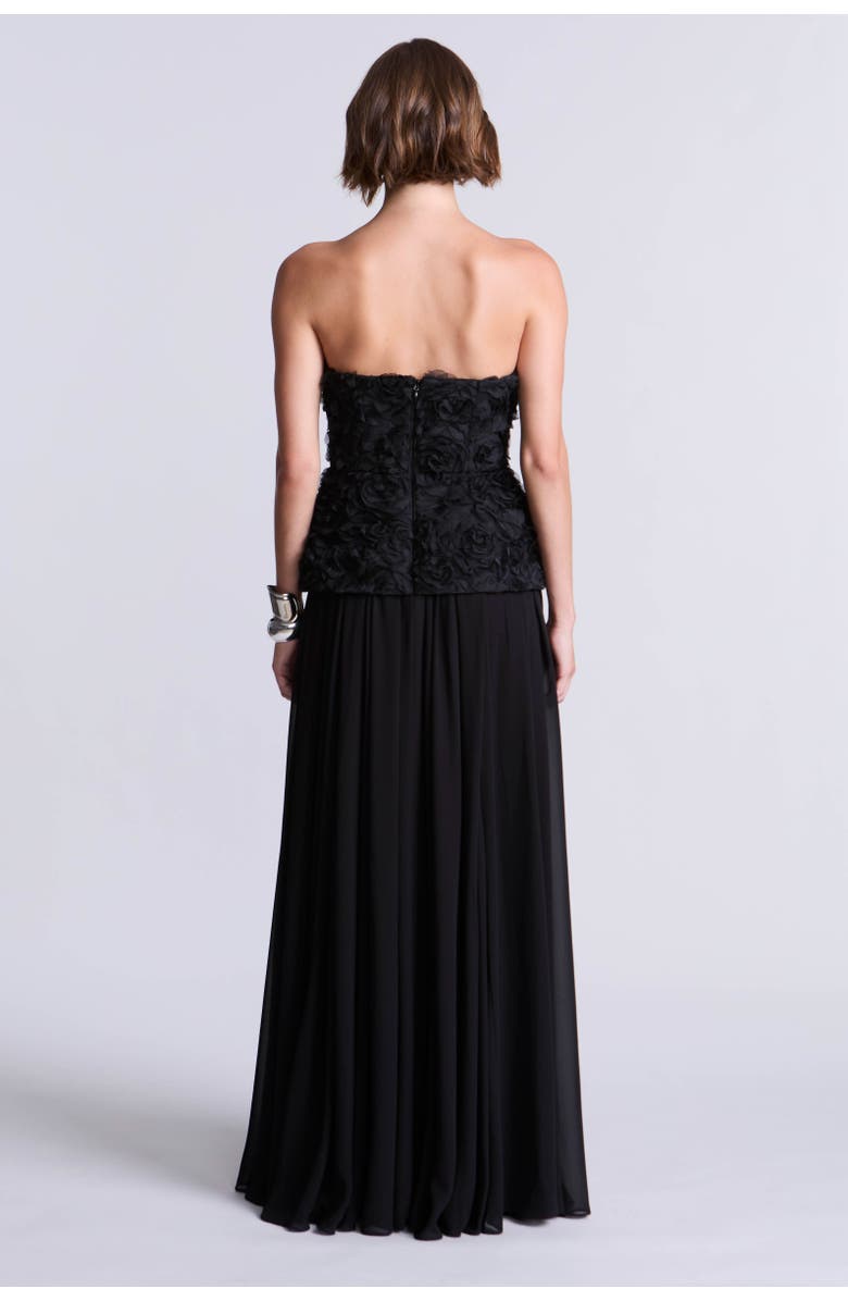 BCBGMAXAZRIA 3D Floral Gown, Alternate, color, Black