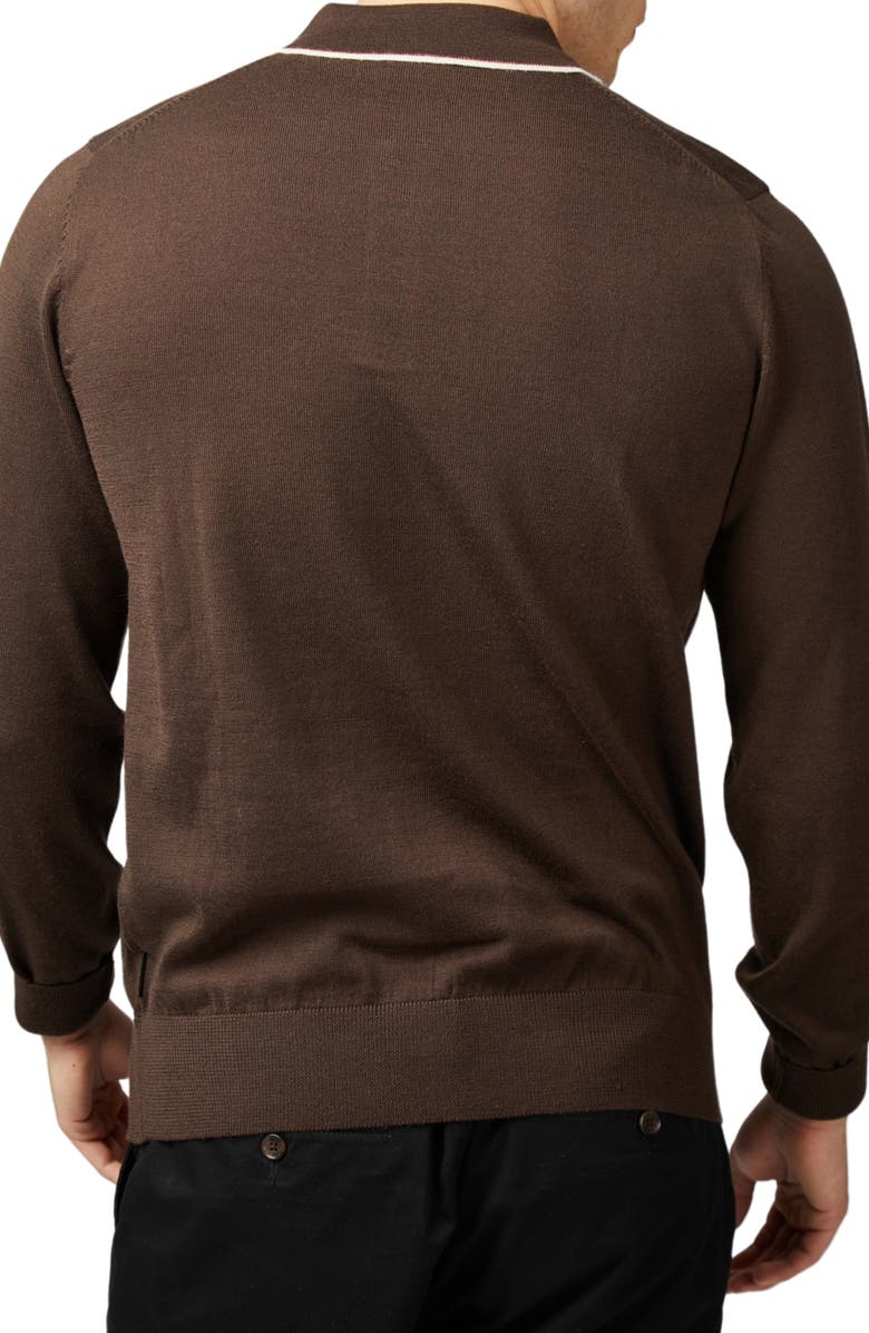 Ben Sherman Tipped Long Sleeve Polo Sweater, Alternate, color, 