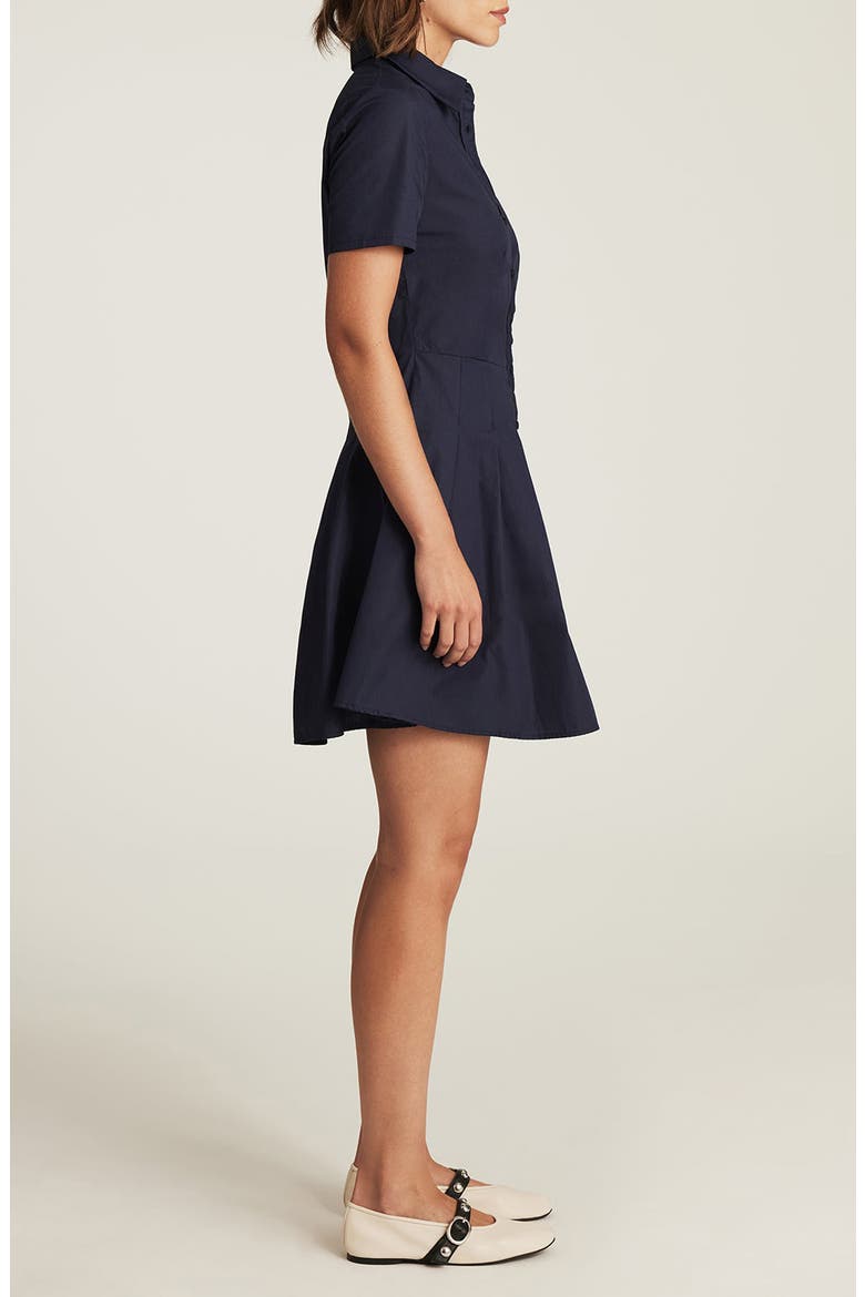 Pleated Cotton Mini Shirtdress, Alternate, color, NAVY BLAZER
