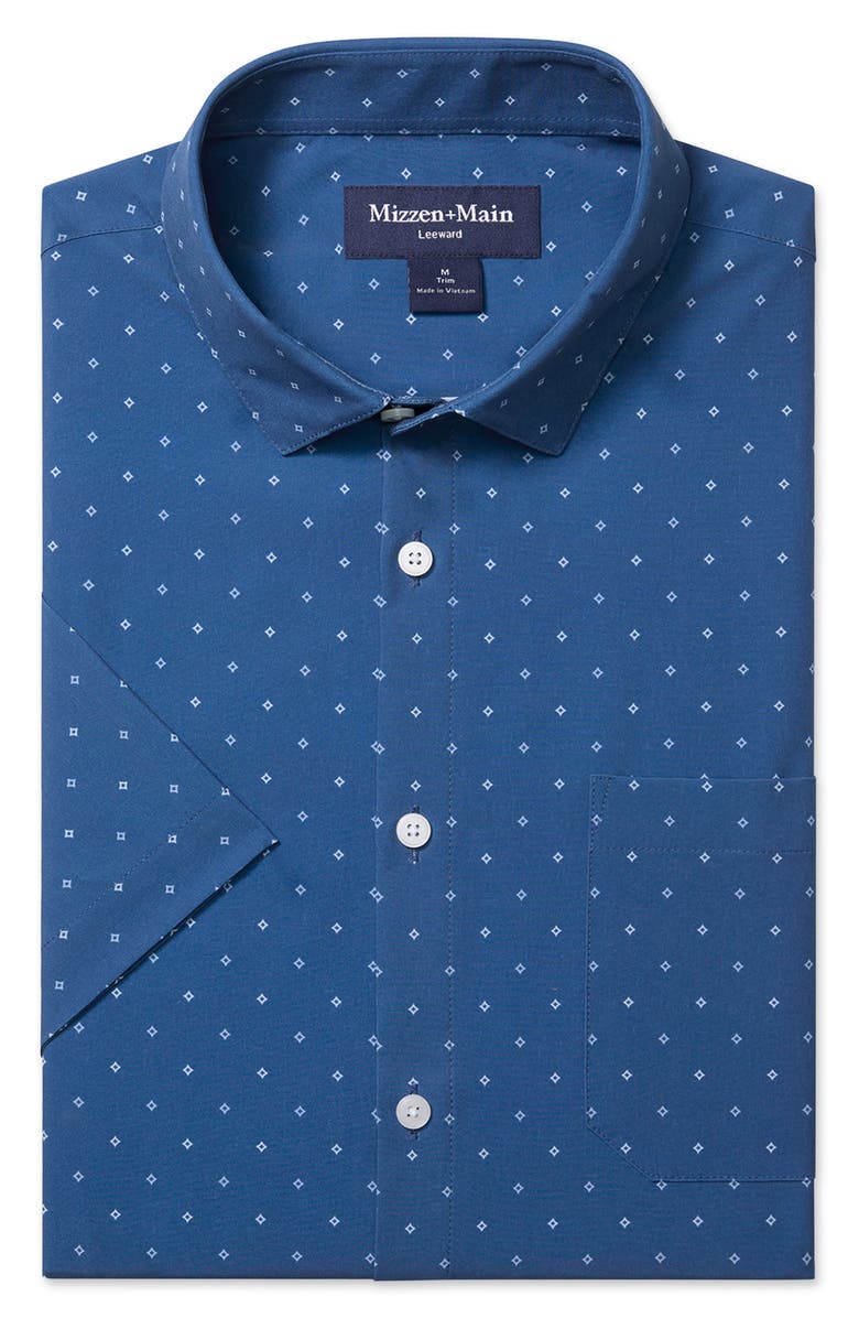 Mizzen+Main Leeward Trim Fit Short Sleeve Performance Button-Up Shirt, Alternate, color, 