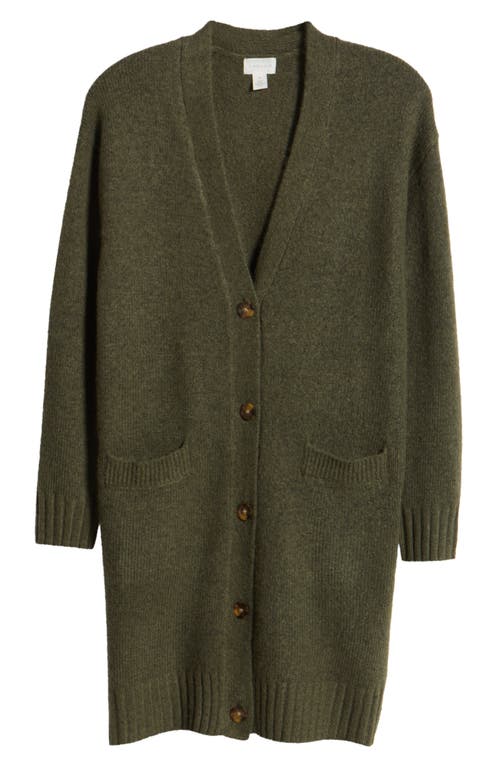 Caslonr Caslon(r) Easy Long Cozy Cardigan In Olive Sarma