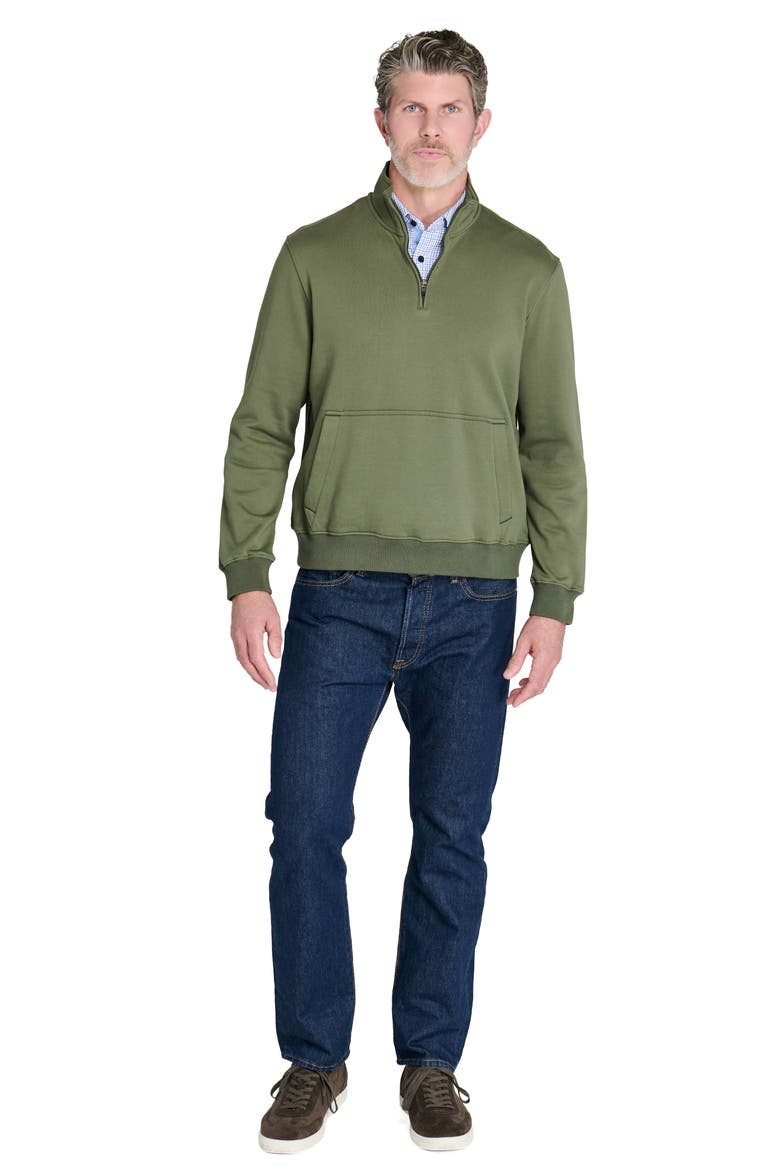Slim Fit Windsor Brushed Fleece Quarter Zip Pullover, Alternate, color, OLIVE