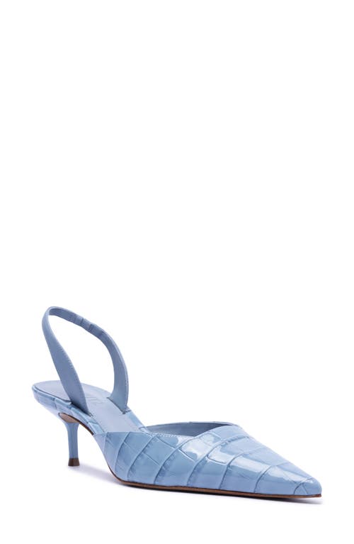 Schutz Paola Mid Slingback Pointed Toe Pump in Riviera Blue 