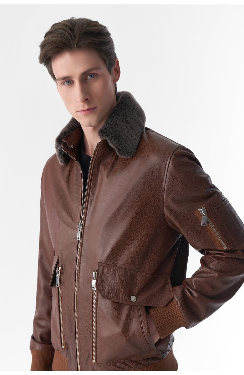 Furniq UK Lucas Leather Jacket, Alternate, color, Black