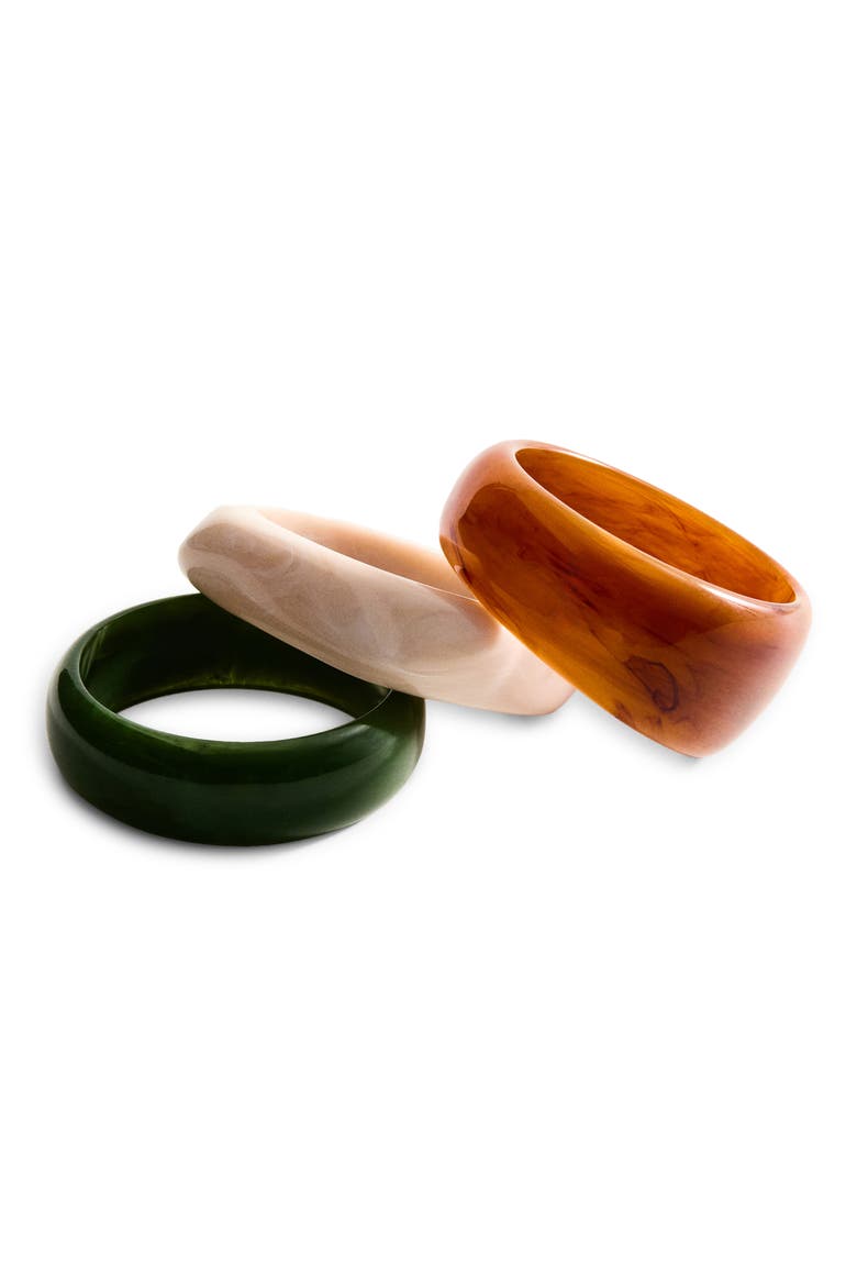 Set of 3 Assorted Bangles, Alternate, color, BROWN