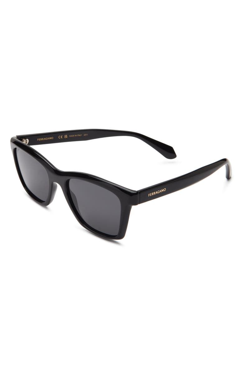 FERRAGAMO 54mm Square Sunglasses, Alternate, color, Black