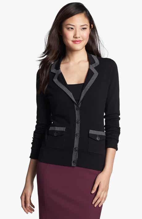 Halogen® Trim Sweater Jacket