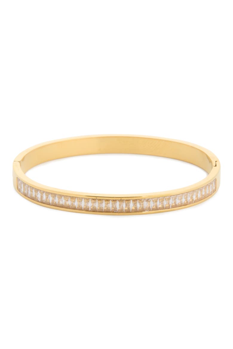 Octavia Baguette Cubic Zirconia Bangle Bracelet, Main, color, GOLD