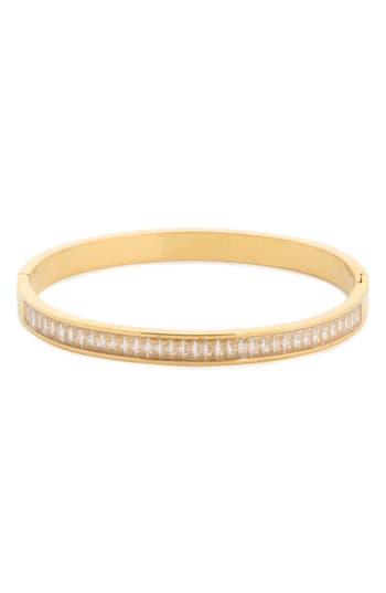 Eye Candy Los Angeles Octavia Baguette Cubic Zirconia Bangle Bracelet In Gold
