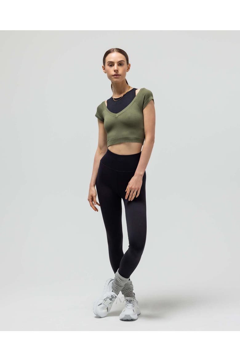 Ribbed Cap Sleeve Crop Top, Main, color, OLIVE