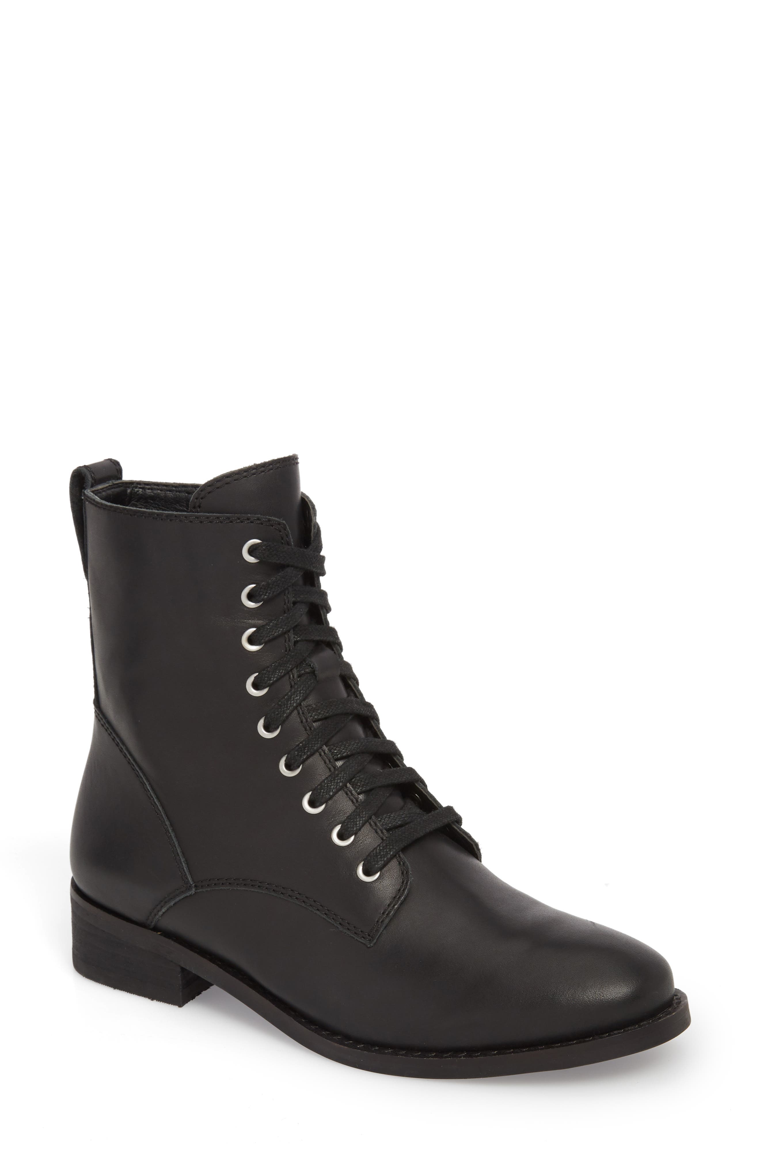 Hestawn Moto Bootie, Main, color, BLACK LEATHER