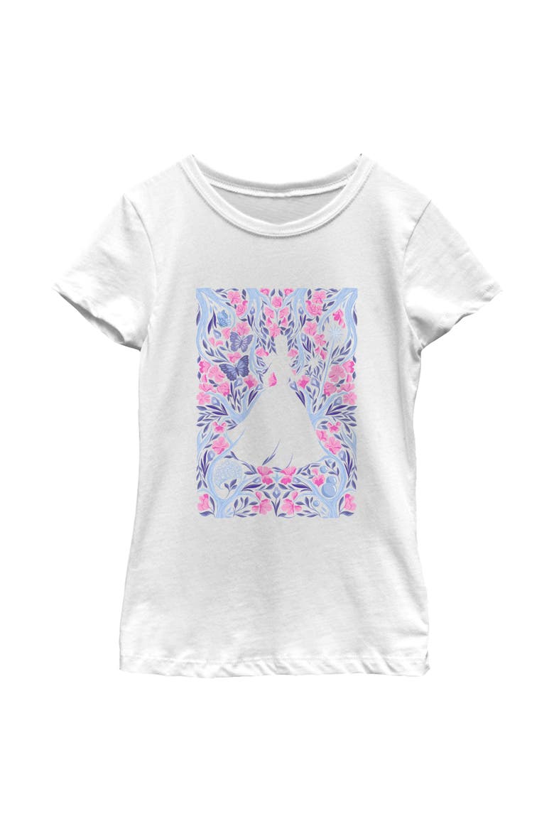 Girls' Glinda Floral Purple and Pink Poster Short Sleeve Graphic T-Shirt, Main, color, White