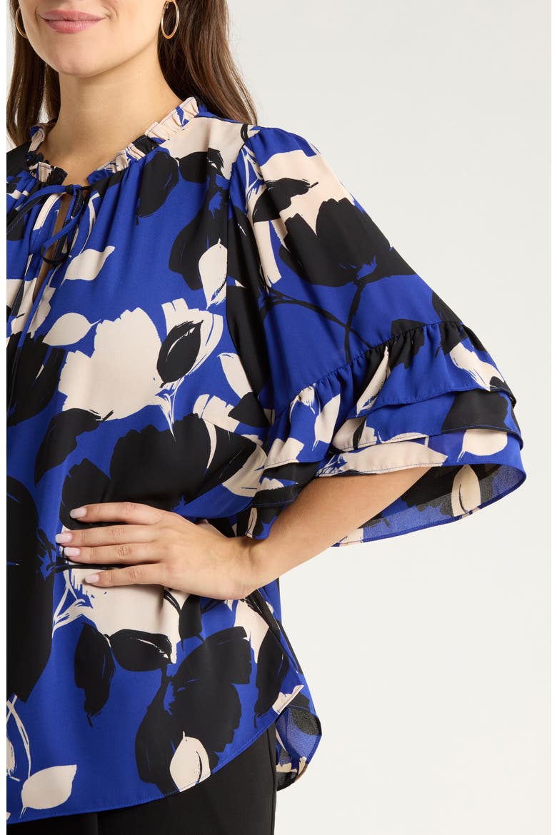 Anthem Print Ruffle Top, Alternate, color, BLUE-BLACK
