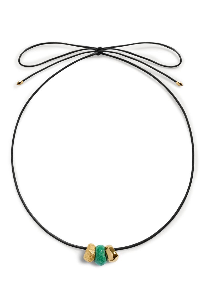 Antica Gemstone Cord Necklace, Main, color, 18K GOLD VERMEIL/ GREEN ADV