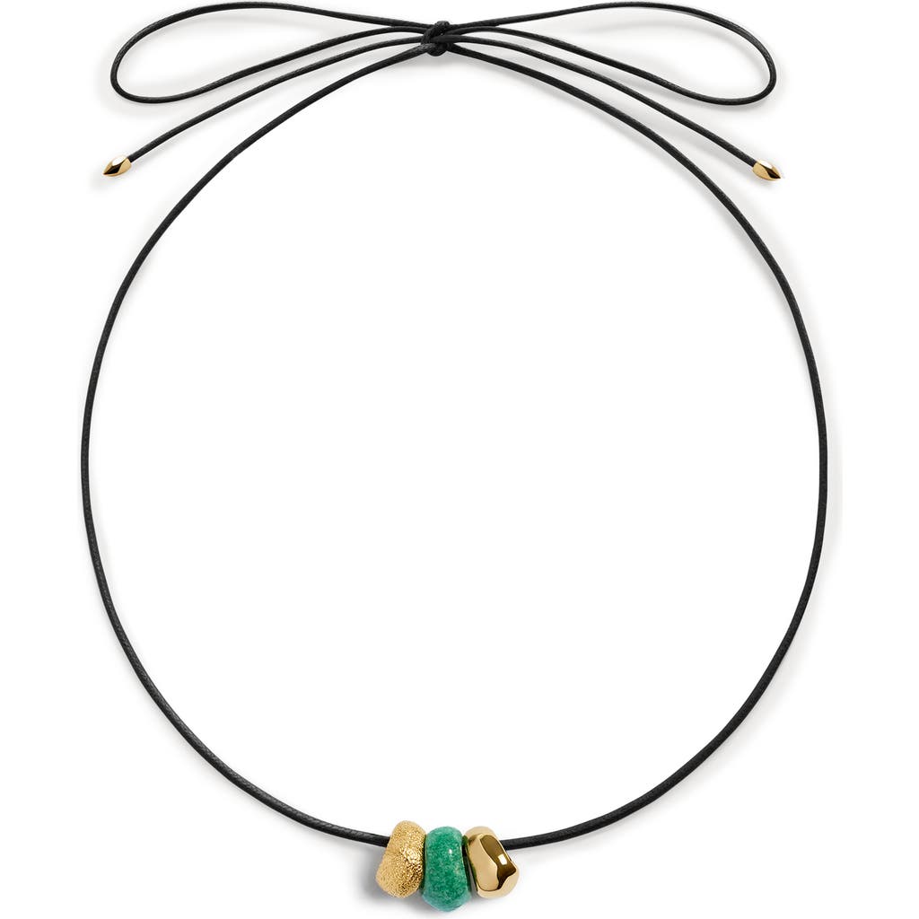 Monica Vinader Antica Gemstone Cord Necklace in 18K Gold Vermeil/green Adv at Nordstrom
