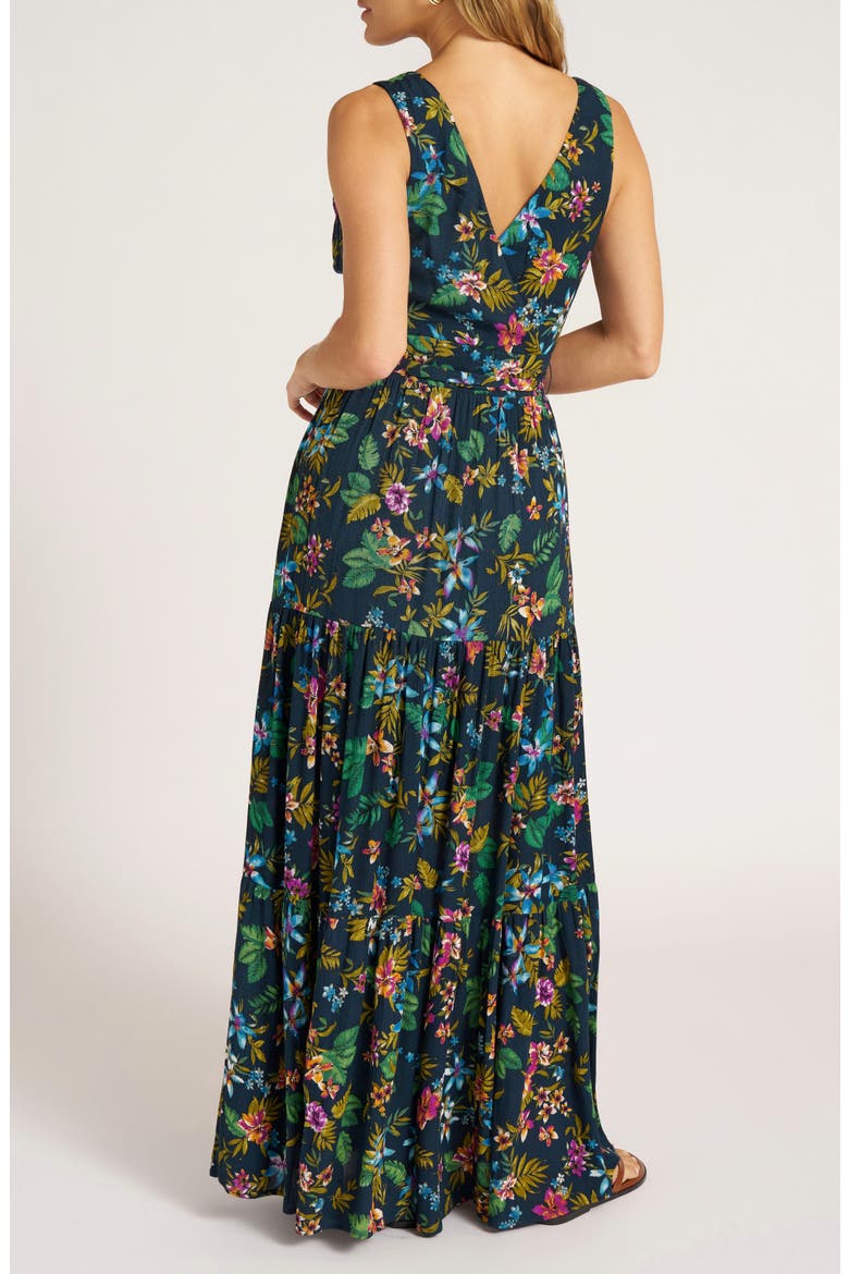 Floral Print Sleeveless Maxi Dress, Alternate, color, INK