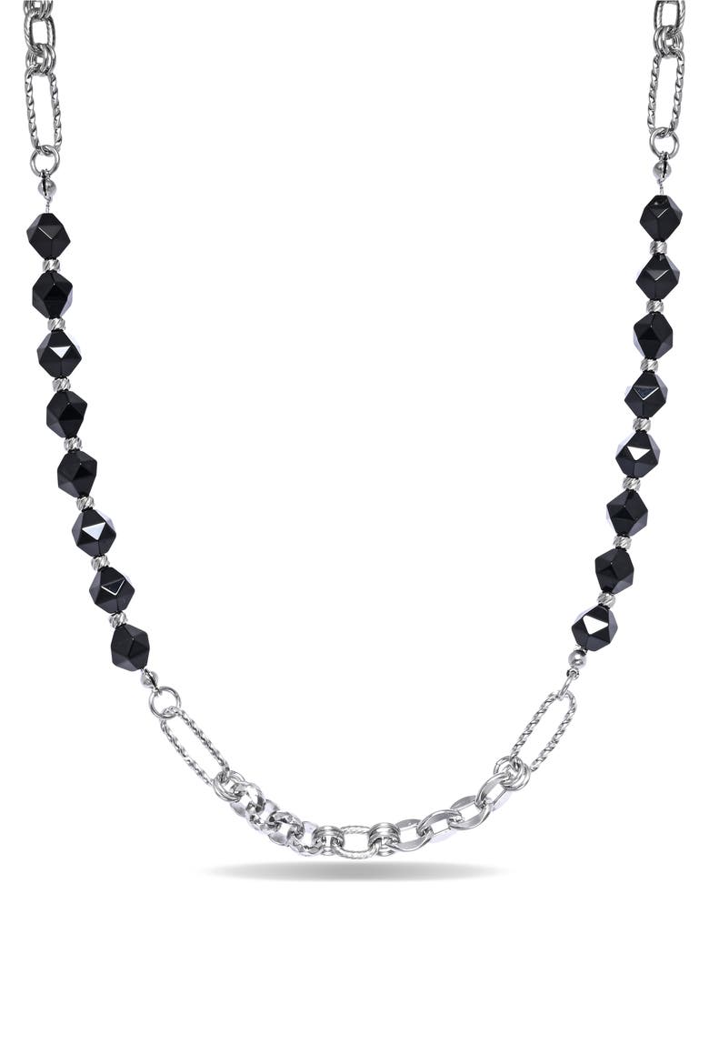 Men's Wyatt Agate & Chain Necklace, Main, color, SILVER
