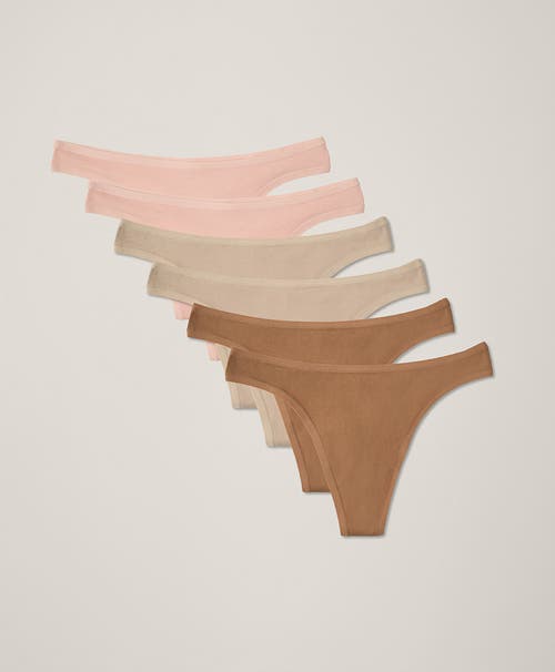 Pact Organic Cotton Everyday Mid Rise Thong 6-pack