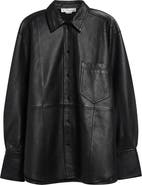 Victoria Beckham Oversize Leather Button-Up Shirt