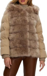GORSKI Genuine Shearling Quilted Down Parka with  Cashmere Sleeves And Back